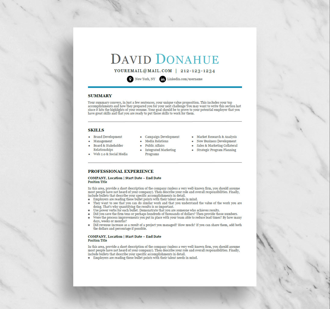 Modern Resume Templates for Microsoft Word - Modern Resume Template